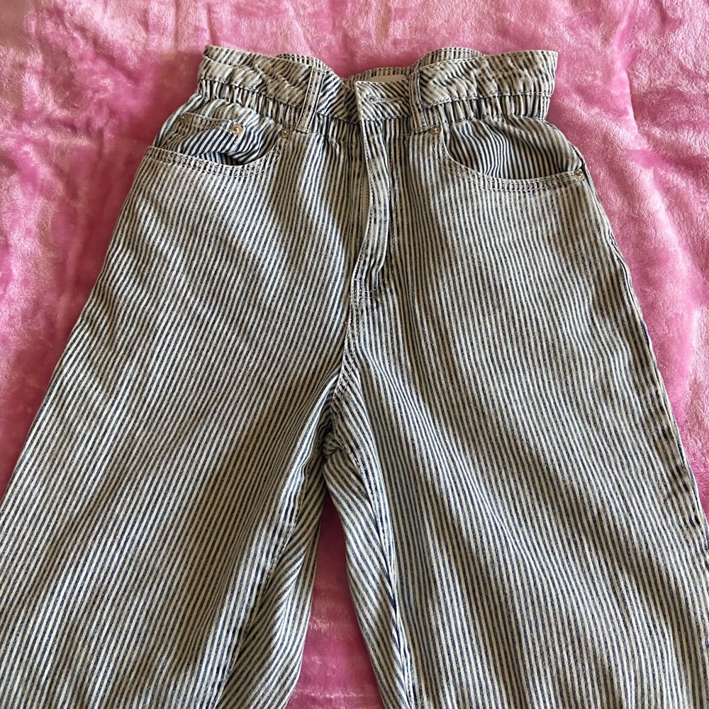 Forever 21 Navy Blue and White Striped Pants